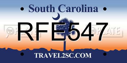 RFE547 South Carolina License Plate