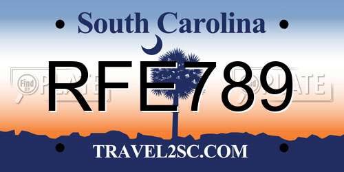 RFE789 South Carolina License Plate
