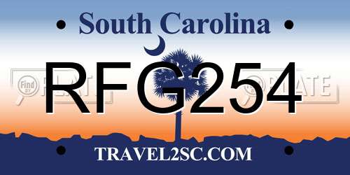 RFG254 South Carolina License Plate