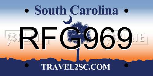 RFG969 South Carolina License Plate