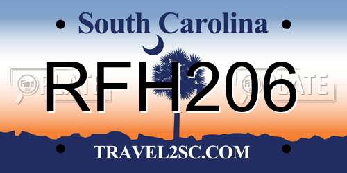 RFH206 South Carolina License Plate