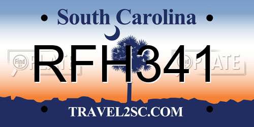 RFH341 South Carolina License Plate