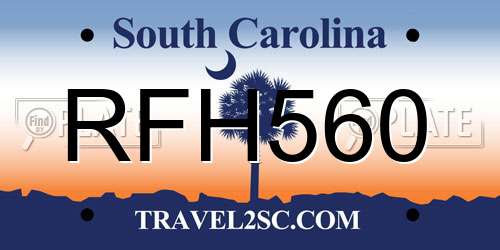 RFH560 South Carolina License Plate