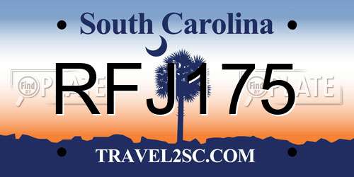 RFJ175 South Carolina License Plate