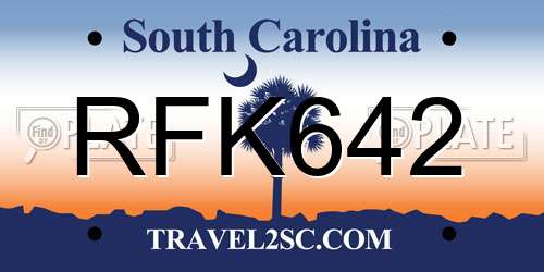 RFK642 South Carolina License Plate