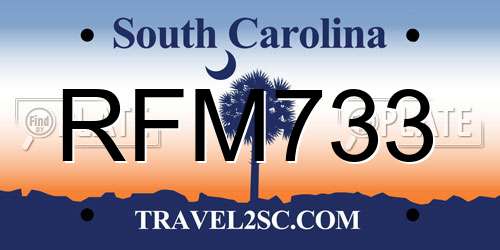 RFM733 South Carolina License Plate