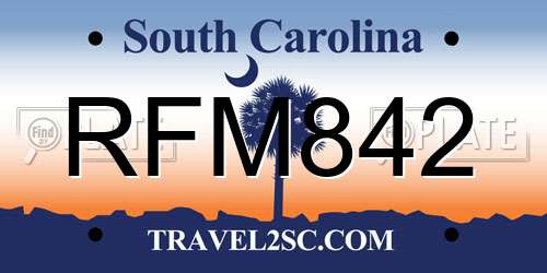 RFM842 South Carolina License Plate