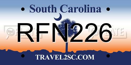 RFN226 South Carolina License Plate