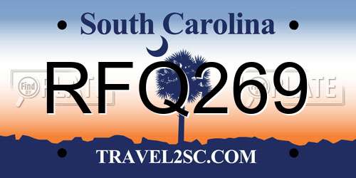 RFQ269 South Carolina License Plate