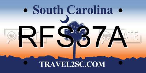 RFS37A South Carolina License Plate
