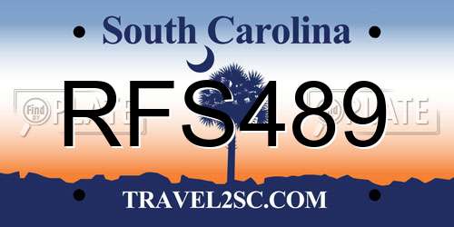 RFS489 South Carolina License Plate