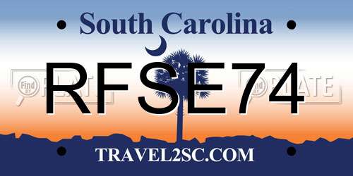 RFSE74 South Carolina License Plate
