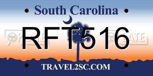 RFT516 South Carolina License Plate
