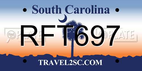 RFT697 South Carolina License Plate