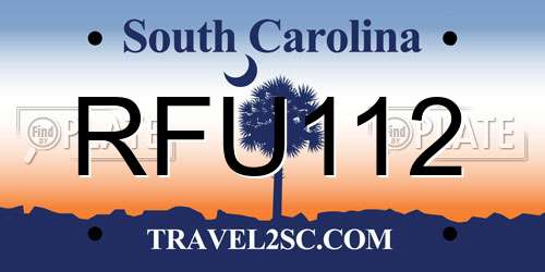 RFU112 South Carolina License Plate