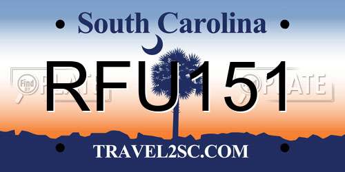 RFU151 South Carolina License Plate