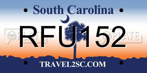 RFU152 South Carolina License Plate