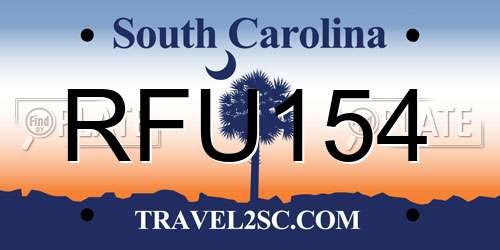 RFU154 South Carolina License Plate
