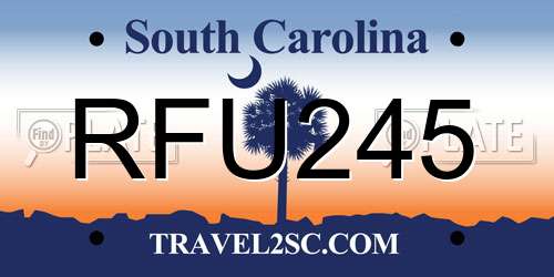 RFU245 South Carolina License Plate