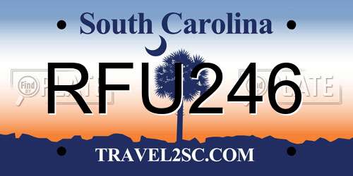 RFU246 South Carolina License Plate