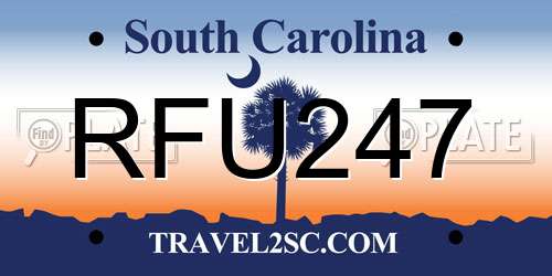 RFU247 South Carolina License Plate