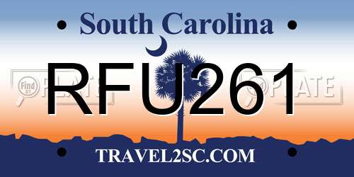 RFU261 South Carolina License Plate