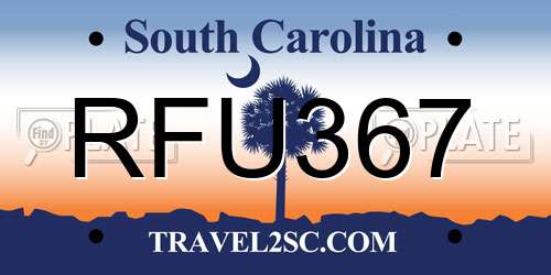 RFU367 South Carolina License Plate