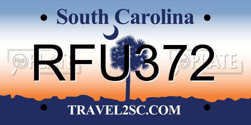 RFU372 South Carolina License Plate