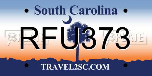 RFU373 South Carolina License Plate