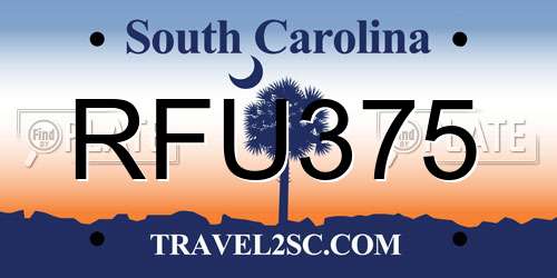 RFU375 South Carolina License Plate