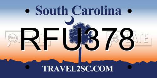 RFU378 South Carolina License Plate