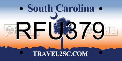 RFU379 South Carolina License Plate