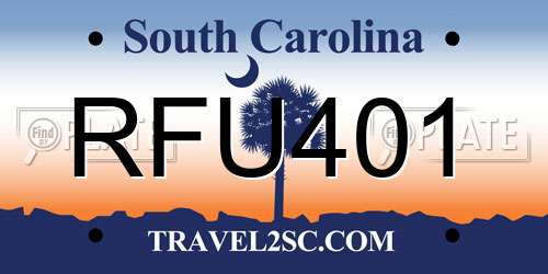 RFU401 South Carolina License Plate