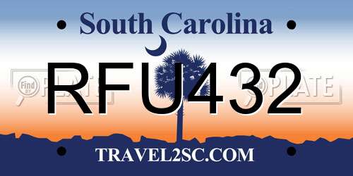 RFU432 South Carolina License Plate