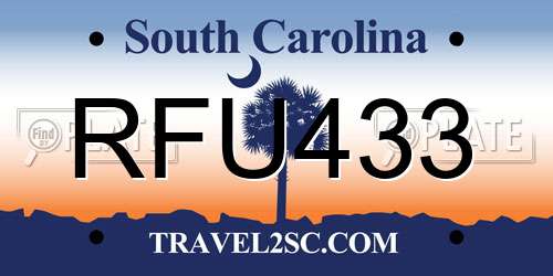 RFU433 South Carolina License Plate
