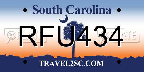RFU434 South Carolina License Plate