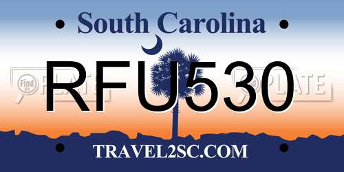 RFU530 South Carolina License Plate