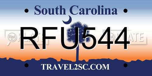 RFU544 South Carolina License Plate