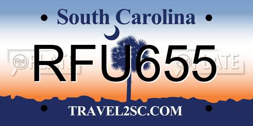 RFU655 South Carolina License Plate