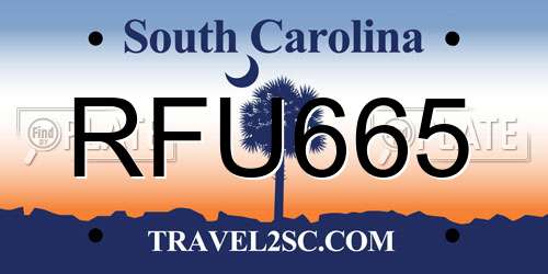 RFU665 South Carolina License Plate