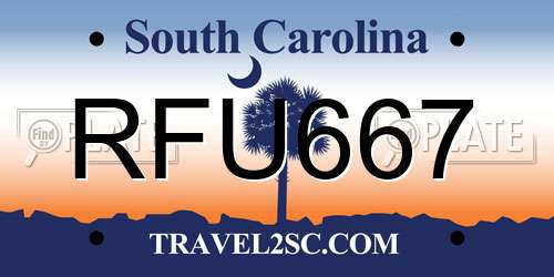 RFU667 South Carolina License Plate