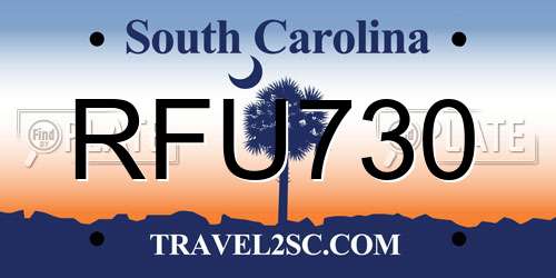 RFU730 South Carolina License Plate
