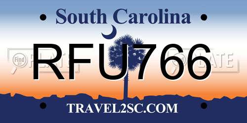 RFU766 South Carolina License Plate