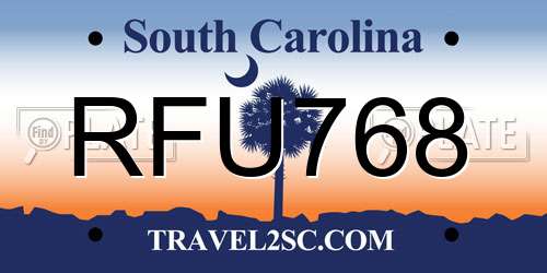 RFU768 South Carolina License Plate