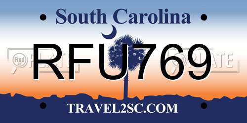 RFU769 South Carolina License Plate