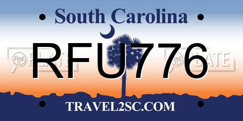 RFU776 South Carolina License Plate