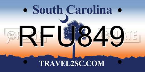 RFU849 South Carolina License Plate