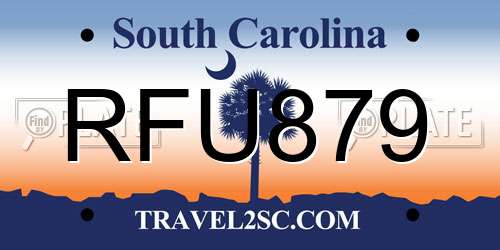 RFU879 South Carolina License Plate