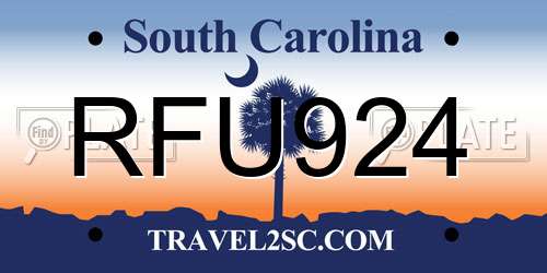 RFU924 South Carolina License Plate