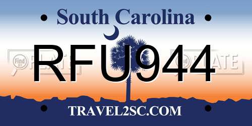 RFU944 South Carolina License Plate